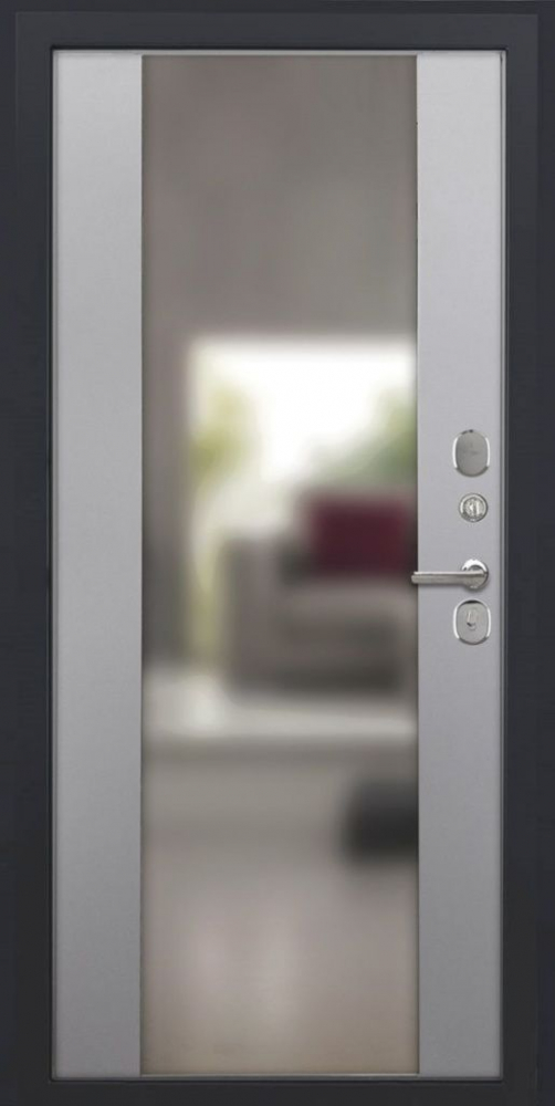 Входная дверь ДвериПРО L-45 Алиса (16мм, ПВХ софт грей, зеркало) DPRO197892 внутренняя сторона