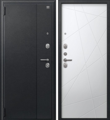 Дверь A-03 черный сатин - кашемир белый