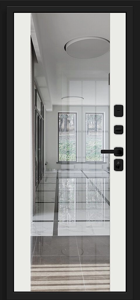Входная дверь Лайнер-3 Black Carbon/Off-white BR4883 внутренняя сторона